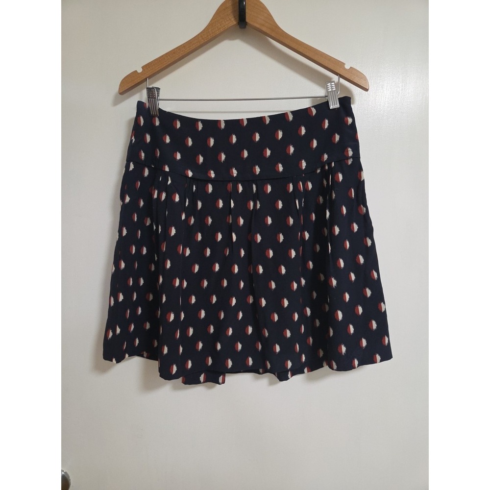 Madewell Silk Skyline Skirt in Splash Polka Dot Navy Blue‎ Pleated Mini Skirt 8